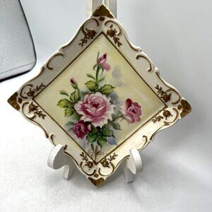 HB Japan Diamond shape decorative plate HHB Japan hand Painted